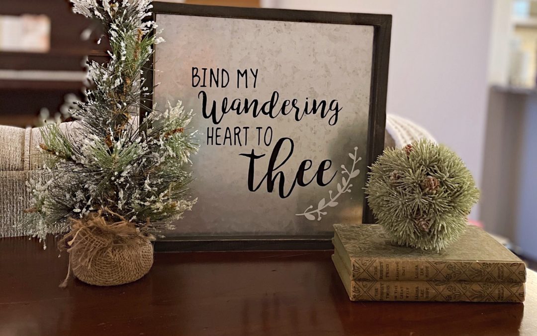 winter decor with sign