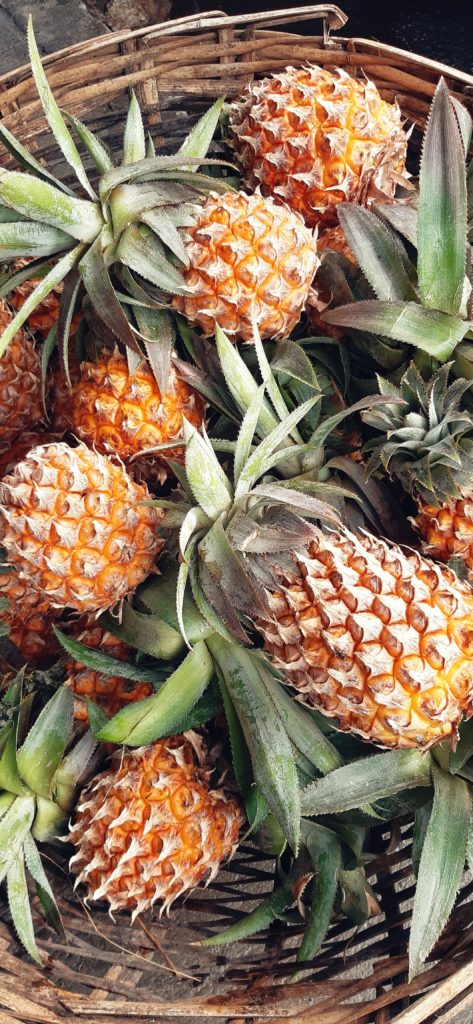 pineapples in a basket