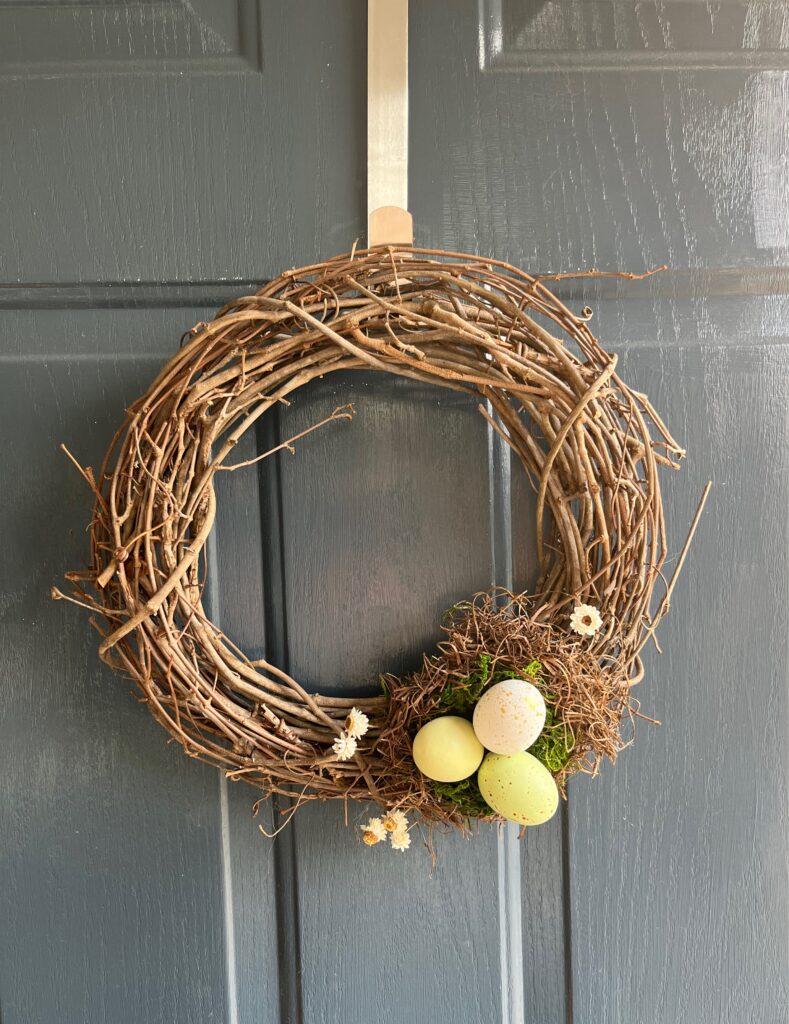 Easter egg wreath on door