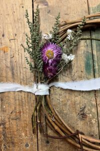 Tie Flowers on wreath